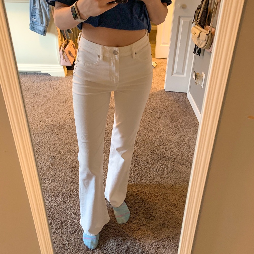 American Eagle white flare jeans